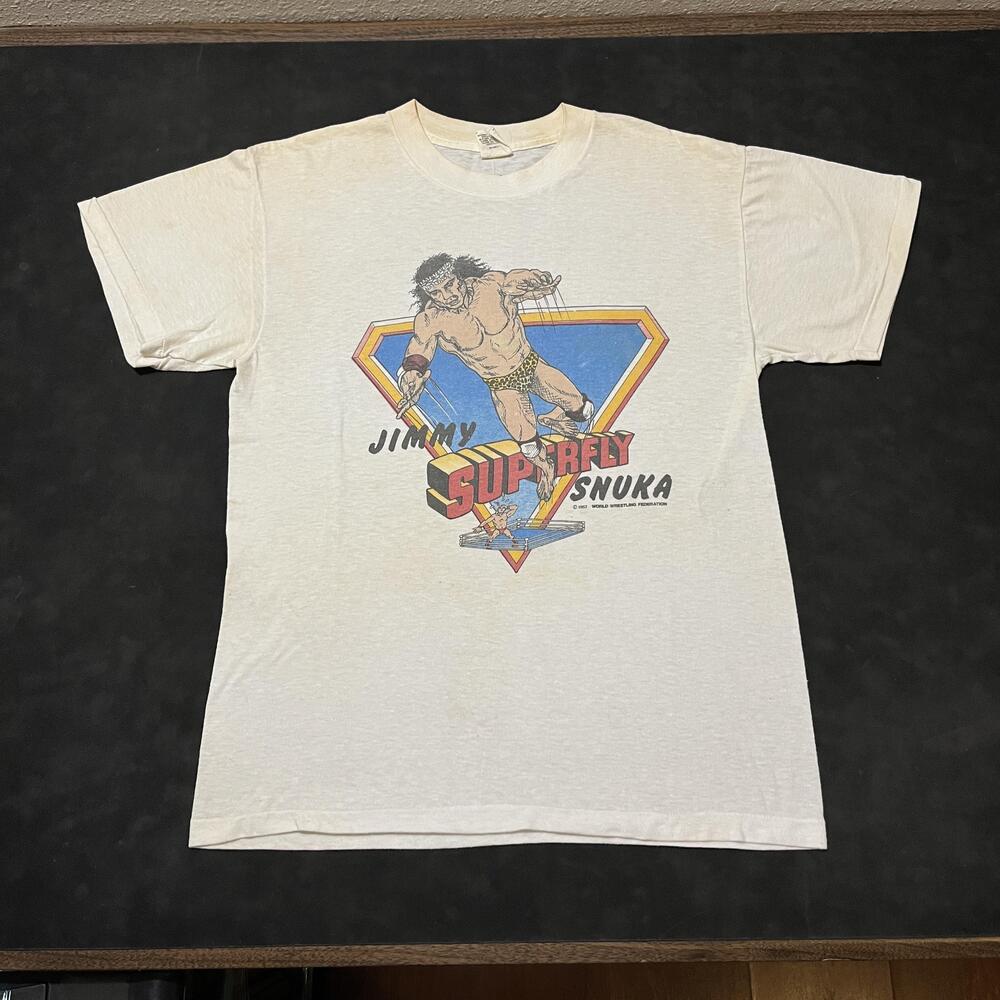 Vintage Jimmy Superfly Snuka WWF Wrestling Shirt 1983 Randy Savage Andre Giant